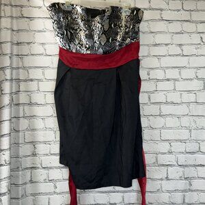 WISHES WISHES WISHES Cocktail Dress, Size 22 Red Black White Strapless Black Tie